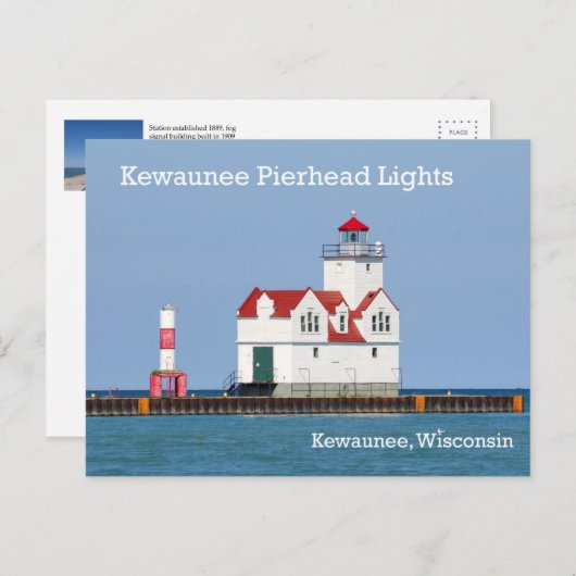 Kewaunee Pierhead Lights Post Card Postkarte (Vorne/Hinten)
