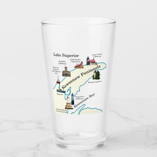 Keweenaw Halbinsel Leuchttürme Glas (Vorderseite)