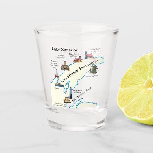 Keweenaw Halbinsel Leuchttürme Schnapsglas (Vorderseite)
