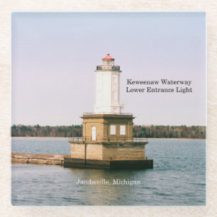 Keweenaw Wasserstraße Unterer Eingang Lichtglasküs Glasuntersetzer