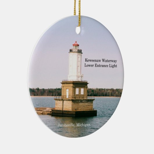 Keweenaw Waterway Untere Einfahrt Lichtschmuck Keramik Ornament (Rechts)