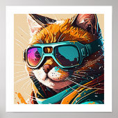 Kewl Beans Cool Katze mit Sonnenbrille-Portrait Poster (Vorne)