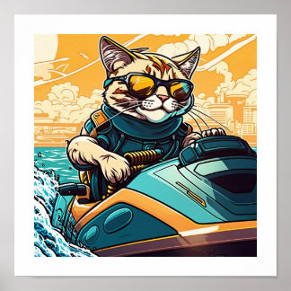 Kewl Bohnen - Coole Katze mit Sonnenbrille auf ein Poster