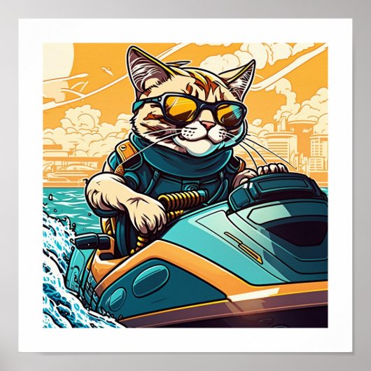 Kewl Bohnen - Coole Katze mit Sonnenbrille auf ein Poster (Vorne)