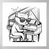 Kewl Jazzy Cat mit Sonnenbrille beim Klavierspiele Poster (Vorne)