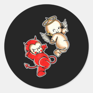 Kewpie-Baby-Teufels-Engel-Cherubs  Runder Aufkleber