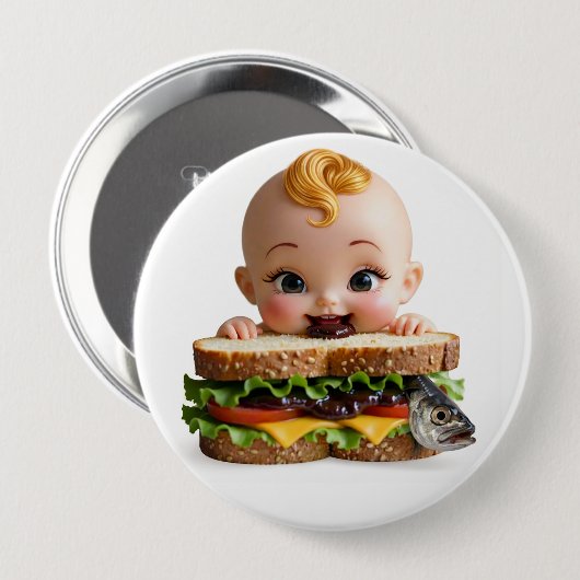 Kewpie Fan Burger Doll Large Badge Button (Vorne & Hinten)