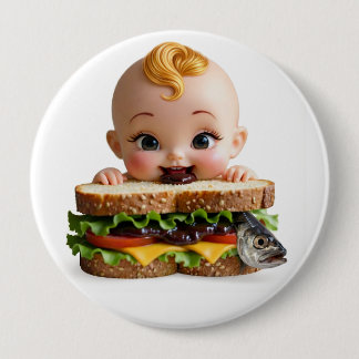 Kewpie Fan Burger Doll Large Badge Button
