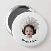 Kewpie-Fan-Diamantendiadem große Brosche Button (Vorne & Hinten)