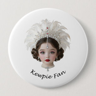 Kewpie-Fan-Diamantendiadem große Brosche Button
