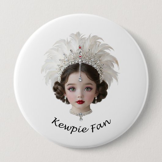 Kewpie-Fan-Diamantendiadem große Brosche Button (Vorderseite)