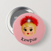Kewpie-Karneval-Puppe rote Küsse Button (Vorne & Hinten)