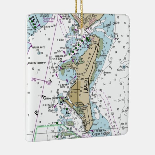 Key Biscayne FL Chart Keramikornament (Rechts)