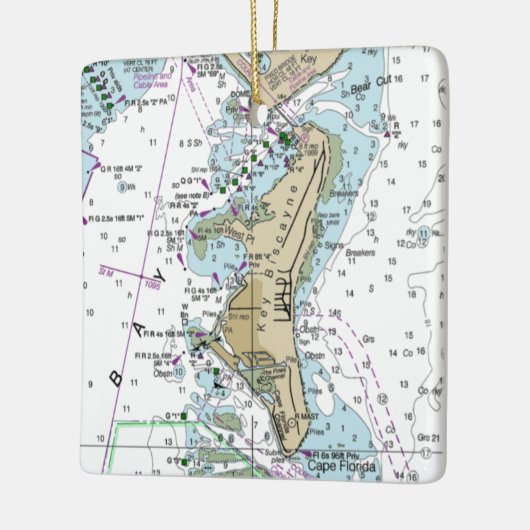Key Biscayne FL Chart Keramikornament (Links)