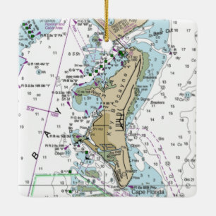 Key Biscayne FL Chart Keramikornament