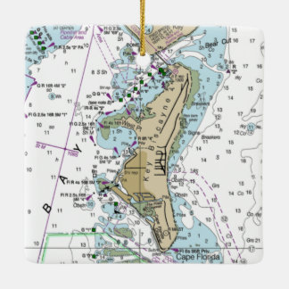 Key Biscayne FL Chart Keramikornament