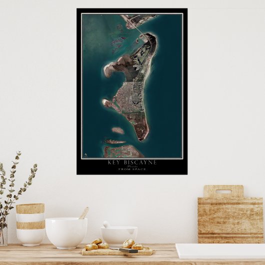 Key Biscayne Florida Satellite Poster Karte (Küche)