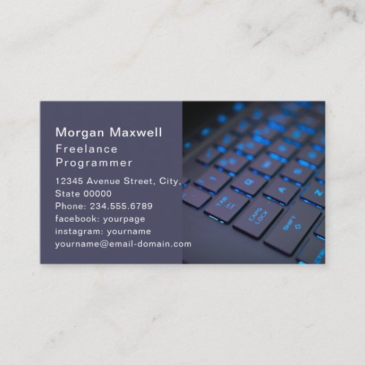 Key board Computer Programmer QR Code blue  Visitenkarte (Vorderseite)