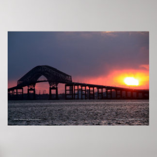 Key Bridge Sunset Print - Baltimore Poster