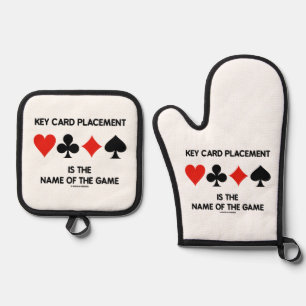 Key Card Placement ist der Name des Bridge-Spiels Ofenhandschuh & Topflappen-Set