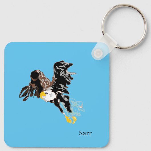 Key Chain : Bald Eagle in Flight Schlüsselanhänger (Rückseite)