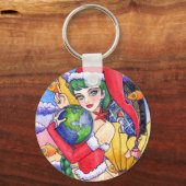 Key Chain Christmas Mermaid Fantasy von Ann Howard Schlüsselanhänger (Vorderseite)
