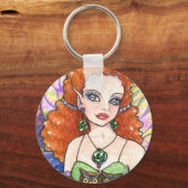 Key Chain Owl Blume Fairy Fantasy von Ann Howard Schlüsselanhänger (Vorderseite)