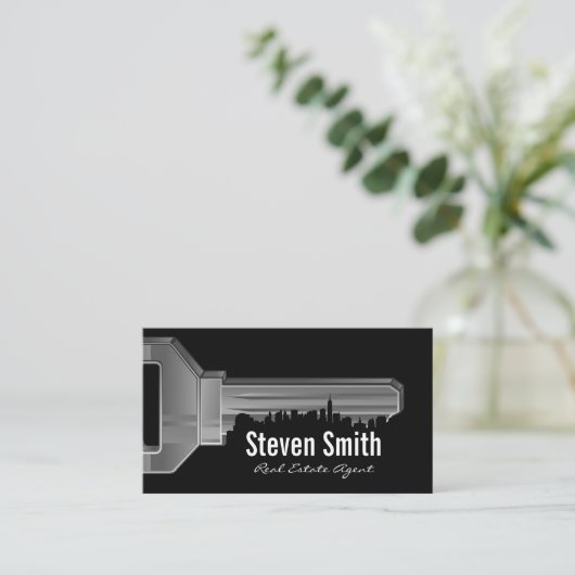 Key & Cityscape Visitenkarte (Stehend Vorderseite)