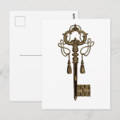 Key Heart Antique Vintag Illustration Postkarte (Vorne/Hinten)