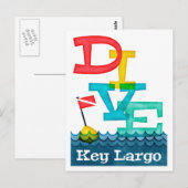 Key Largo Dive - farbenfrohe Scuba Postkarte (Vorne/Hinten)