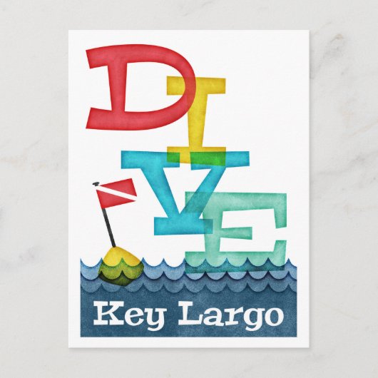 Key Largo Dive - farbenfrohe Scuba Postkarte (Vorderseite)