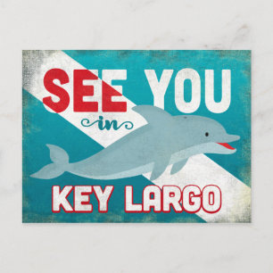 Key Largo Dolphin - Retro Vintage Travel Postkarte
