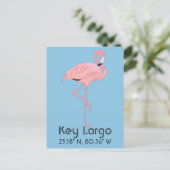Key Largo FL Keys Flamingo Breitengrad Längengrad Postkarte (Stehend Vorderseite)