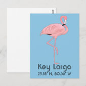 Key Largo FL Keys Flamingo Breitengrad Längengrad Postkarte (Vorne/Hinten)