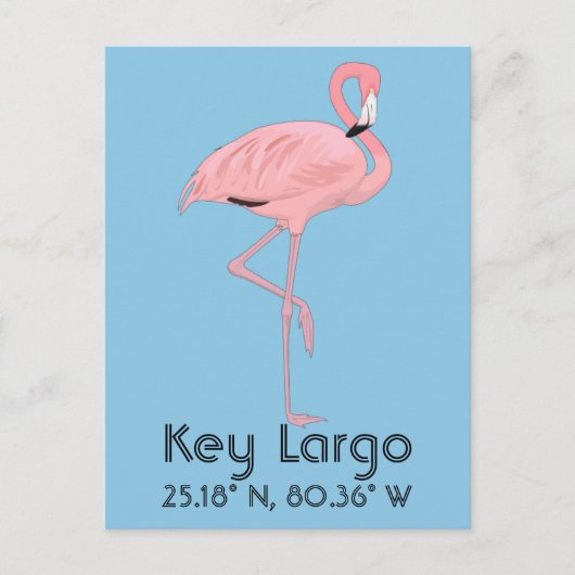 Key Largo FL Keys Flamingo Breitengrad Längengrad Postkarte (Vorderseite)