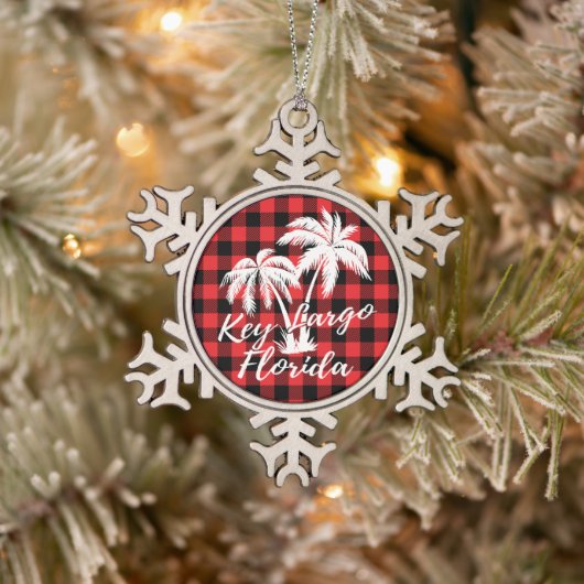 Key Largo Florida Beach Palm Trees Schneeflocken Zinn-Ornament (Baum)