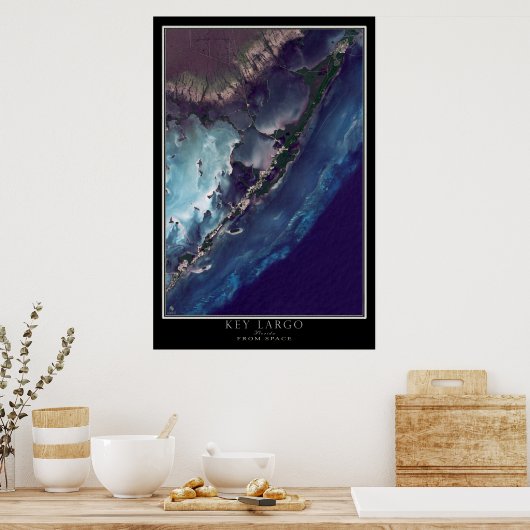 Key Largo Florida from Space Satellite Map Poster (Küche)