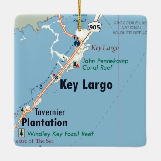Key Largo Florida Karte Keramikornament (Rückseite)