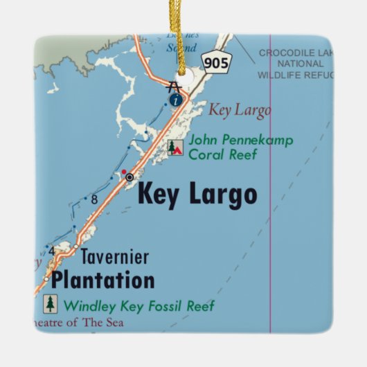 Key Largo Florida Karte Keramikornament (Vorderseite)
