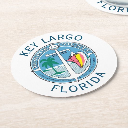 Key Largo - Florida Keys Runder Pappuntersetzer (Angewinkelt)