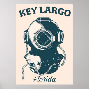 Key Largo Florida Nautical Dive Reiseplakat Poster