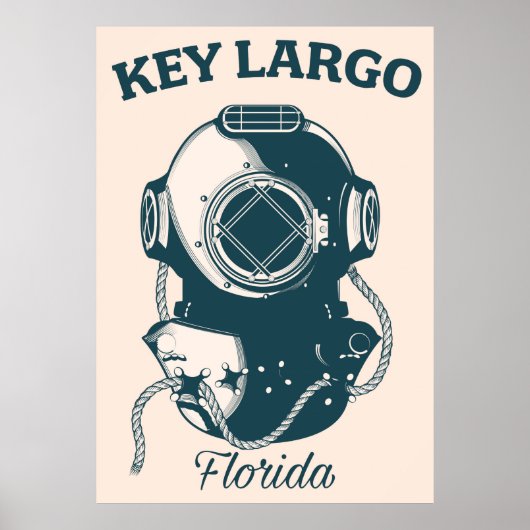 Key Largo Florida Nautical Dive Reiseplakat Poster (Vorne)