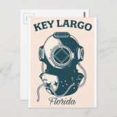Key Largo Florida Nautical Dive Reiseplakat Postkarte (Vorne/Hinten)