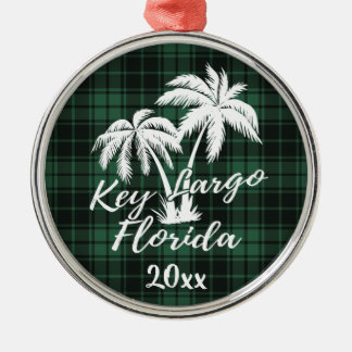 Key Largo Florida Palm Tree Green Kariert Ornament Aus Metall