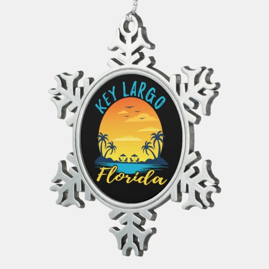 Key Largo Florida Palm Trees Beach Schneeflocken Zinn-Ornament (Rechts)
