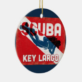 Key Largo Scuba Diver - Blue Retro Keramik Ornament (Rechts)
