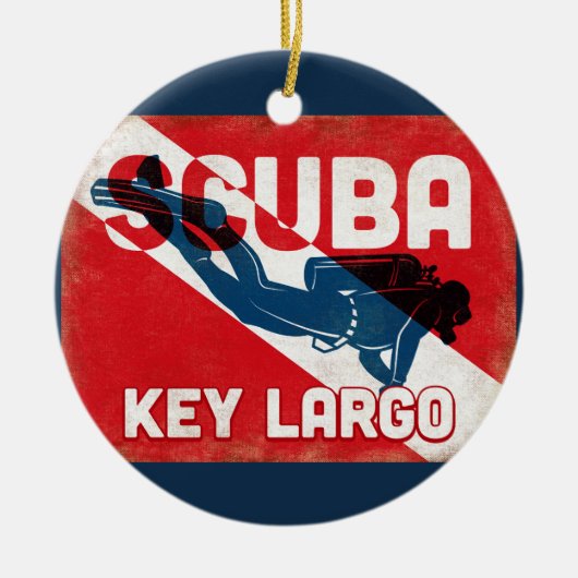 Key Largo Scuba Diver - Blue Retro Keramik Ornament (Vorne)