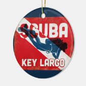 Key Largo Scuba Diver - Blue Retro Keramik Ornament (Links)