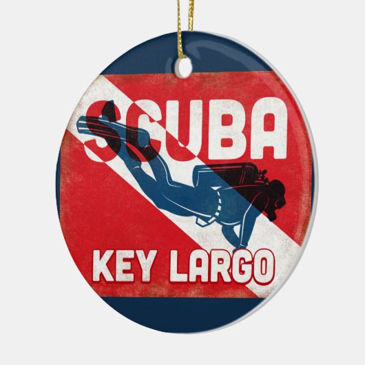 Key Largo Scuba Diver - Blue Retro Keramik Ornament (Links)