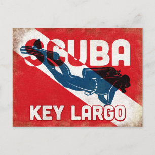 Key Largo Scuba Diver - Blue Retro Postkarte